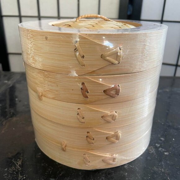 New Sealed 2 Tier 6 inch Bamboo Steamer Dim Sum Set - Picture 5 of 6